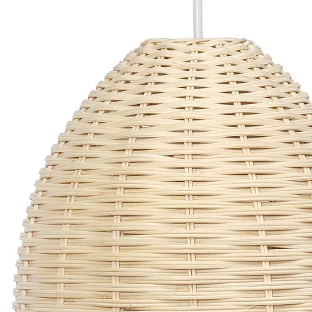 White And Natural Simple Rattan Ceiling Light With Natural Shades