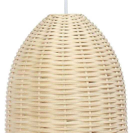 White And Natural Simple Rattan Ceiling Light With Natural Shades