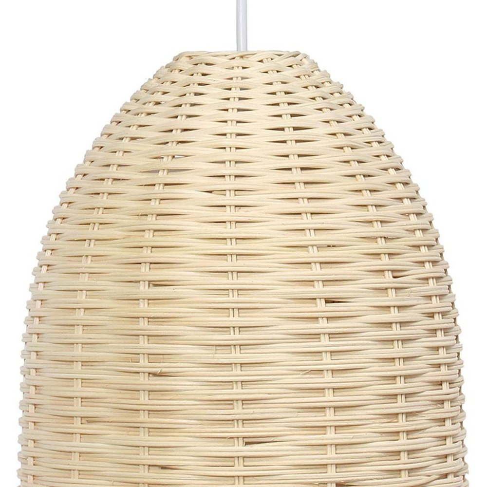 White And Natural Simple Rattan Ceiling Light With Natural Shades