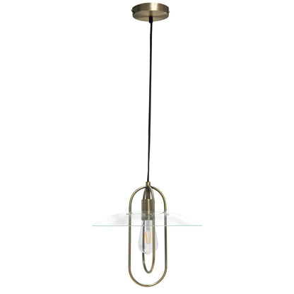 Antiqued Brass And Clear Simple Iron Ceiling Light With Clear Shades
