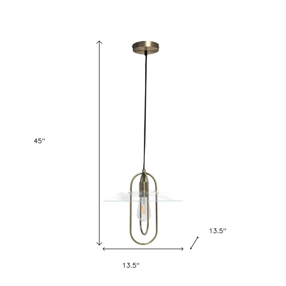 Antiqued Brass And Clear Simple Iron Ceiling Light With Clear Shades