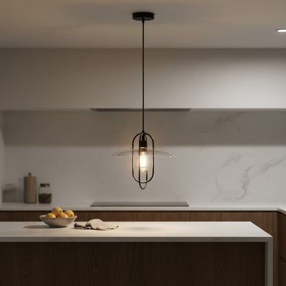 Black And Clear Simple Iron Ceiling Light With Clear Shades