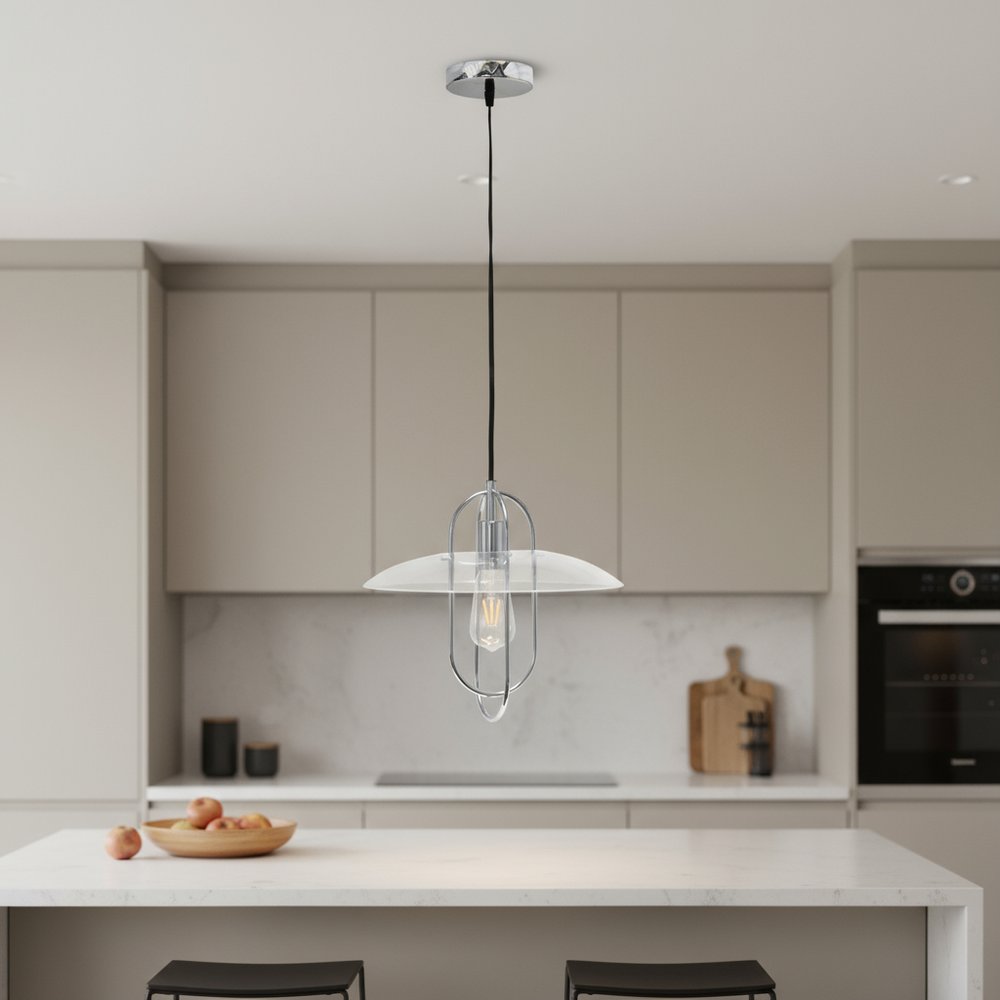 Silver And Clear Simple Iron Ceiling Light With Clear Shades