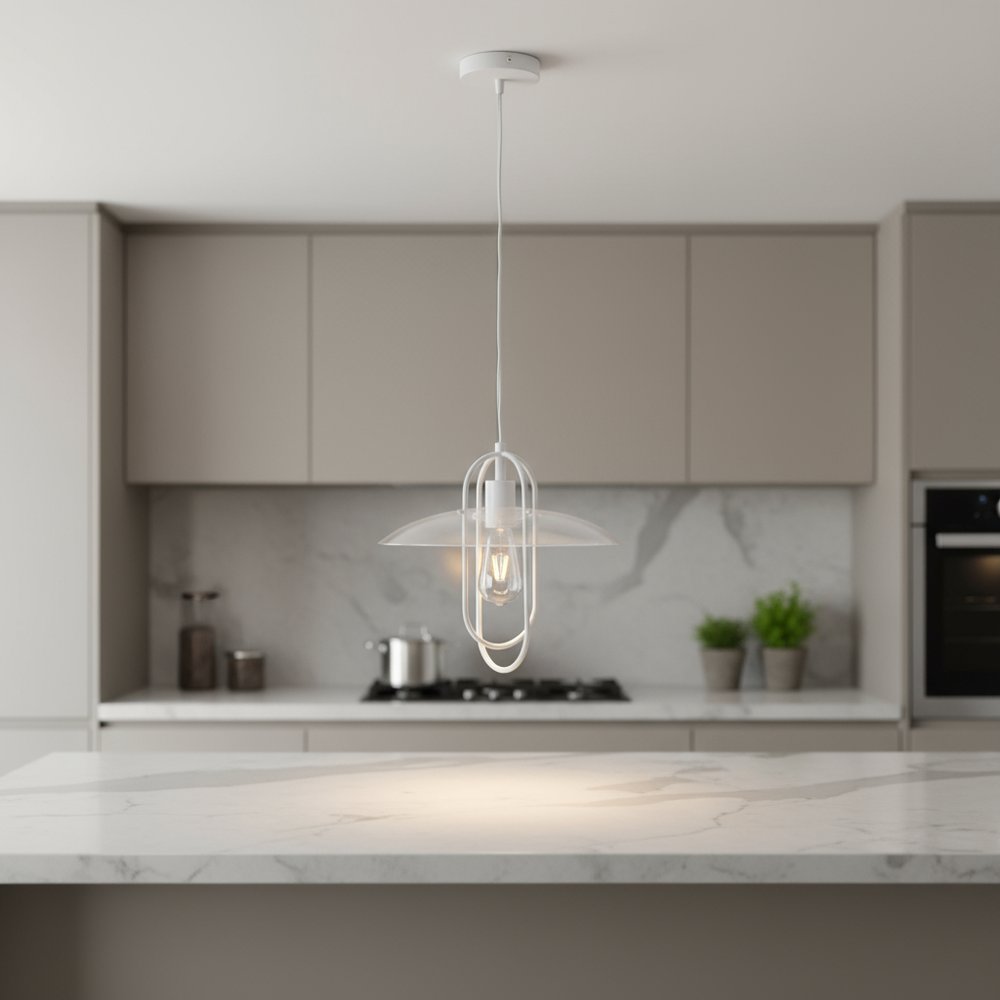 White And Clear Simple Iron Ceiling Light With Clear Shades