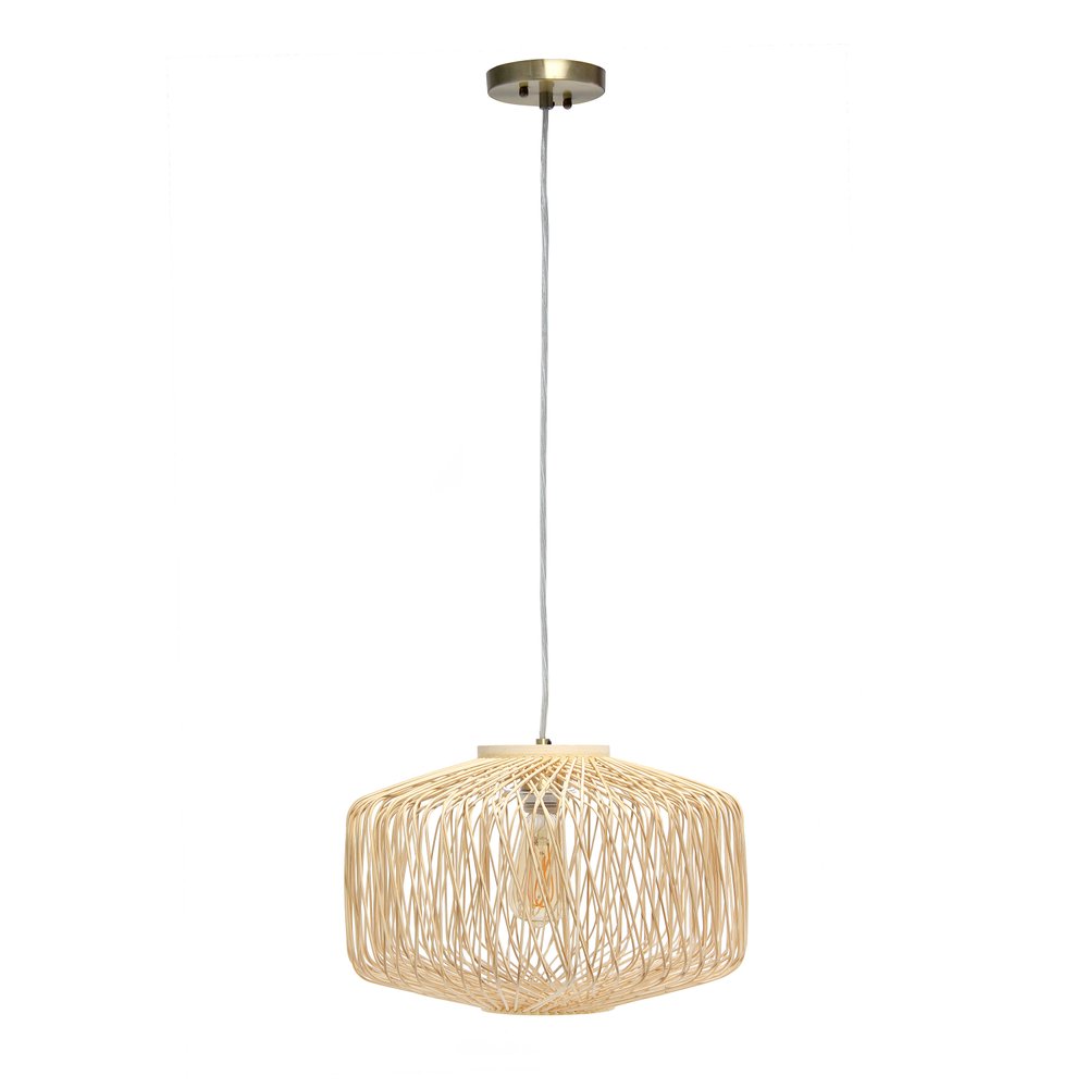 Natural And Silver Unique Statement Rattan Ceiling Light With Natural Shades