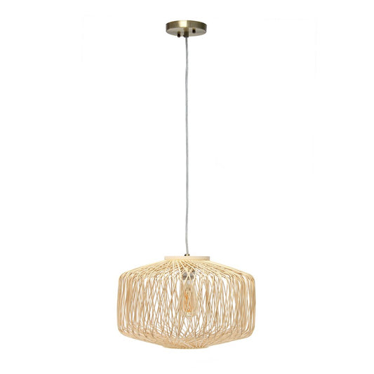 Natural And Silver Unique Statement Rattan Ceiling Light With Natural Shades