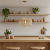 Natural And Silver Unique Statement Rattan Ceiling Light With Natural Shades