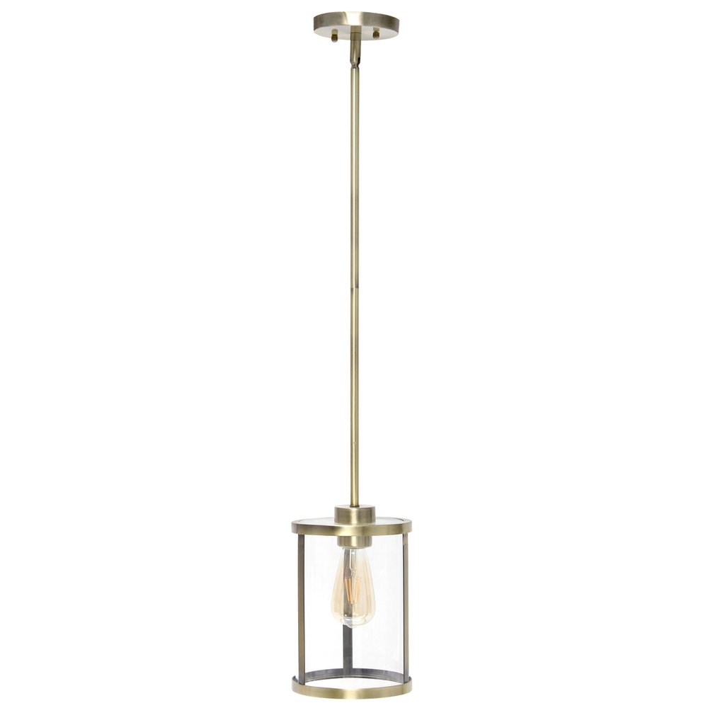 Antiqued Brass Cylinder Iron Ceiling Light With Antiqued Brass Shades