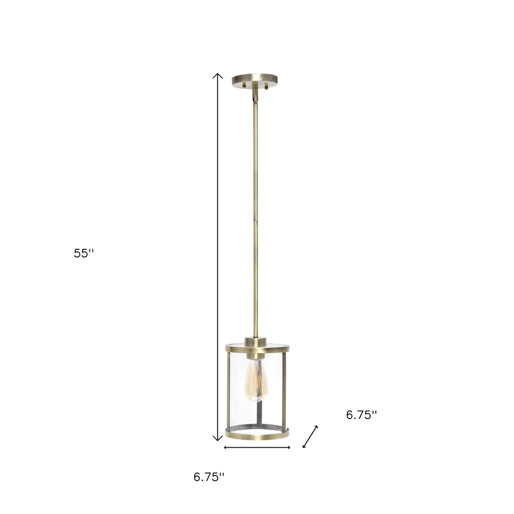 Antiqued Brass Cylinder Iron Ceiling Light With Antiqued Brass Shades