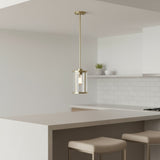 Antiqued Brass Cylinder Iron Ceiling Light With Antiqued Brass Shades