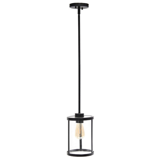 Black Cylinder Iron Ceiling Light With Black Shades