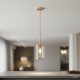 Rose Gold Cylinder Iron Ceiling Light With Rose Gold Shades