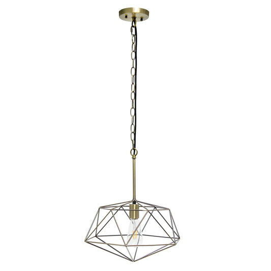 Antiqued Brass Caged Iron Ceiling Light With Antiqued Brass Shades