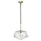 Antiqued Brass Caged Iron Ceiling Light With Antiqued Brass Shades