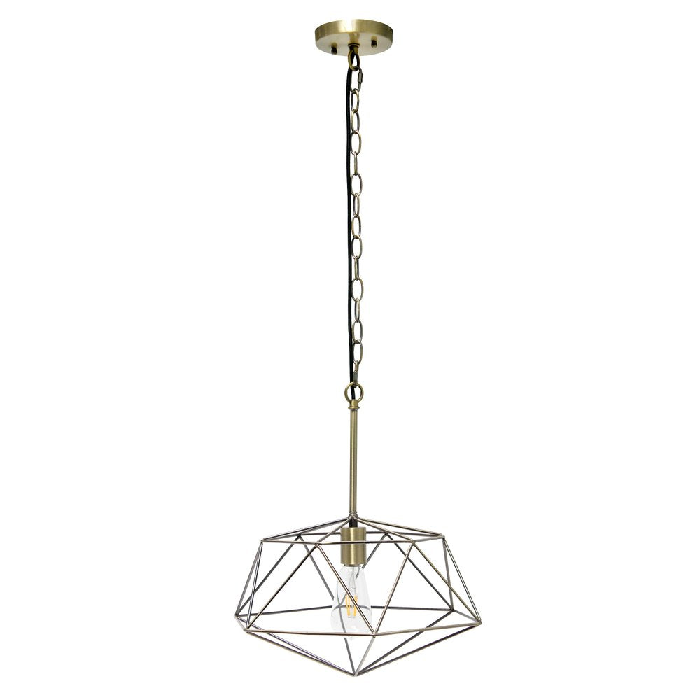 Antiqued Brass Caged Iron Ceiling Light With Antiqued Brass Shades