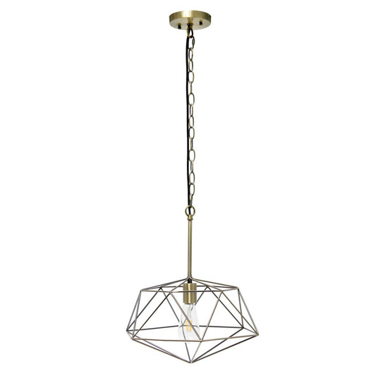 Antiqued Brass Caged Iron Ceiling Light With Antiqued Brass Shades