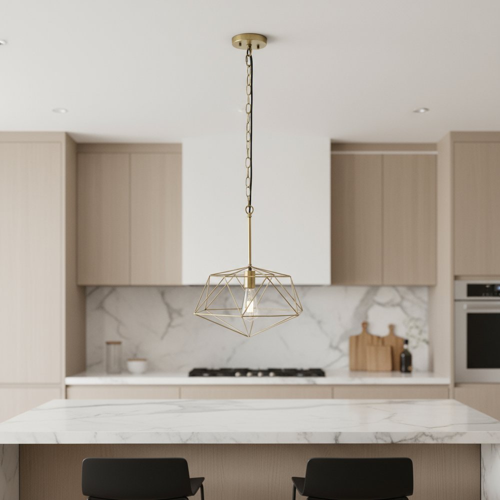 Antiqued Brass Caged Iron Ceiling Light With Antiqued Brass Shades