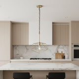 Antiqued Brass Caged Iron Ceiling Light With Antiqued Brass Shades