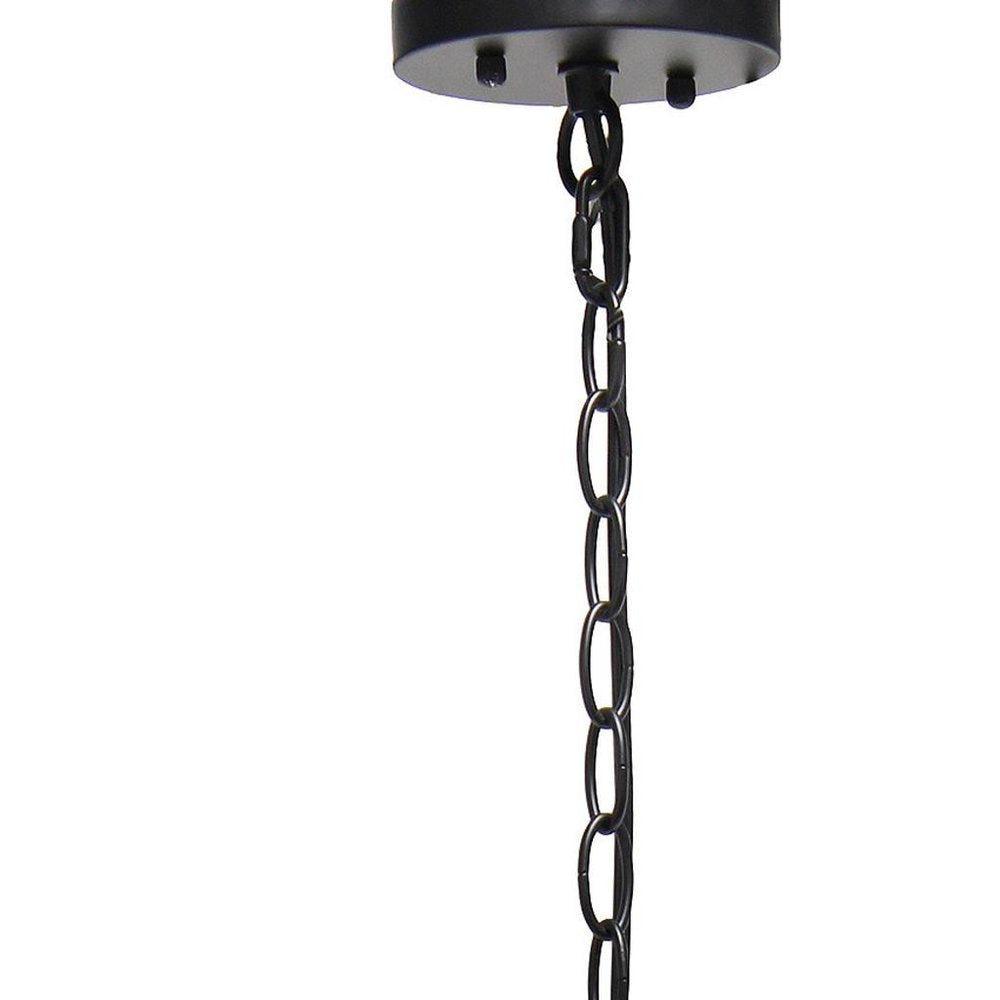 Black Caged Iron Ceiling Light With Rose Gold Shades