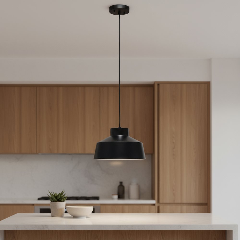 Black Dome Iron Ceiling Light With Black Shades