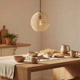 Natural Sphere Rattan Ceiling Light With Natural Shades