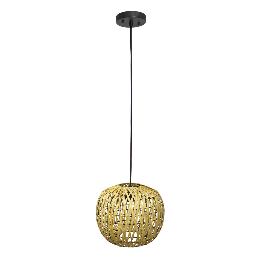 Natural And Black Sphere Hemp Ceiling Light With Natural Shades