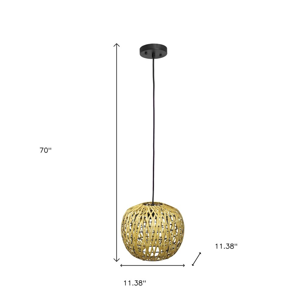 Natural And Black Sphere Hemp Ceiling Light With Natural Shades