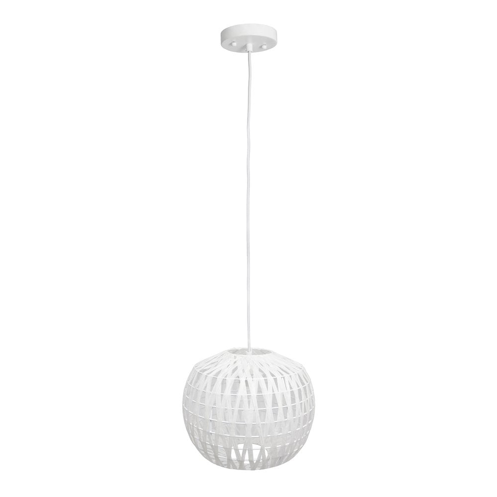 White Sphere Hemp Ceiling Light With White Shades