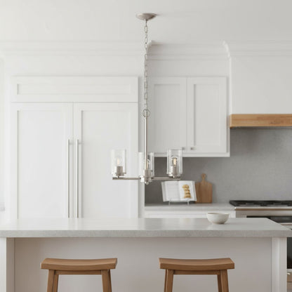 Nickel And Clear Chandelier Three Light Iron Ceiling Light With Clear Shades