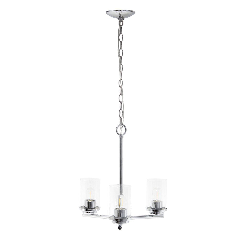 Silver And Clear Chandelier Three Light Iron Ceiling Light With Clear Shades
