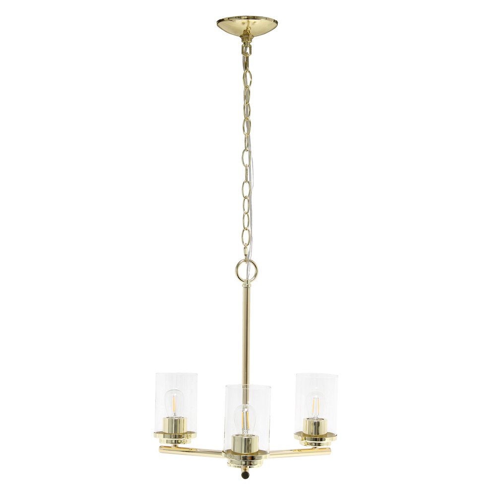 Gold And Clear Chandelier Three Light Iron Ceiling Light With Clear Shades