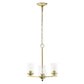 Gold And Clear Chandelier Three Light Iron Ceiling Light With Clear Shades