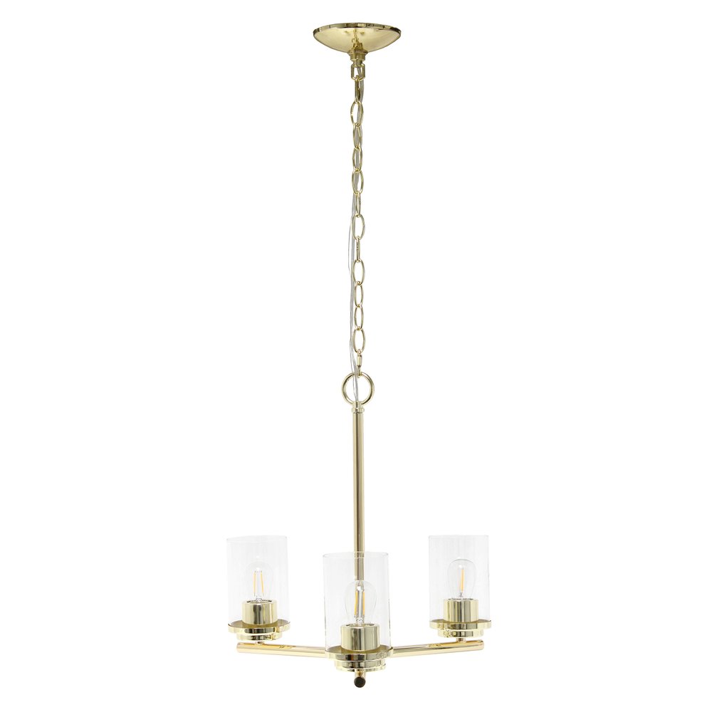 Gold And Clear Chandelier Three Light Iron Ceiling Light With Clear Shades
