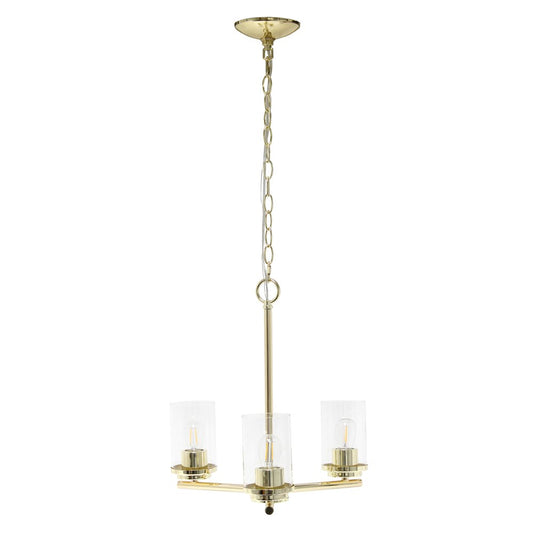 Gold And Clear Chandelier Three Light Iron Ceiling Light With Clear Shades