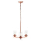Rose Gold And Clear Chandelier Three Light Iron Ceiling Light With Clear Shades
