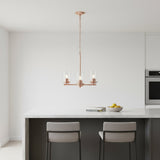 Rose Gold And Clear Chandelier Three Light Iron Ceiling Light With Clear Shades