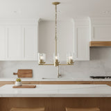 Antiqued Brass And Clear Chandelier Five Light Iron Ceiling Light With Clear Shades