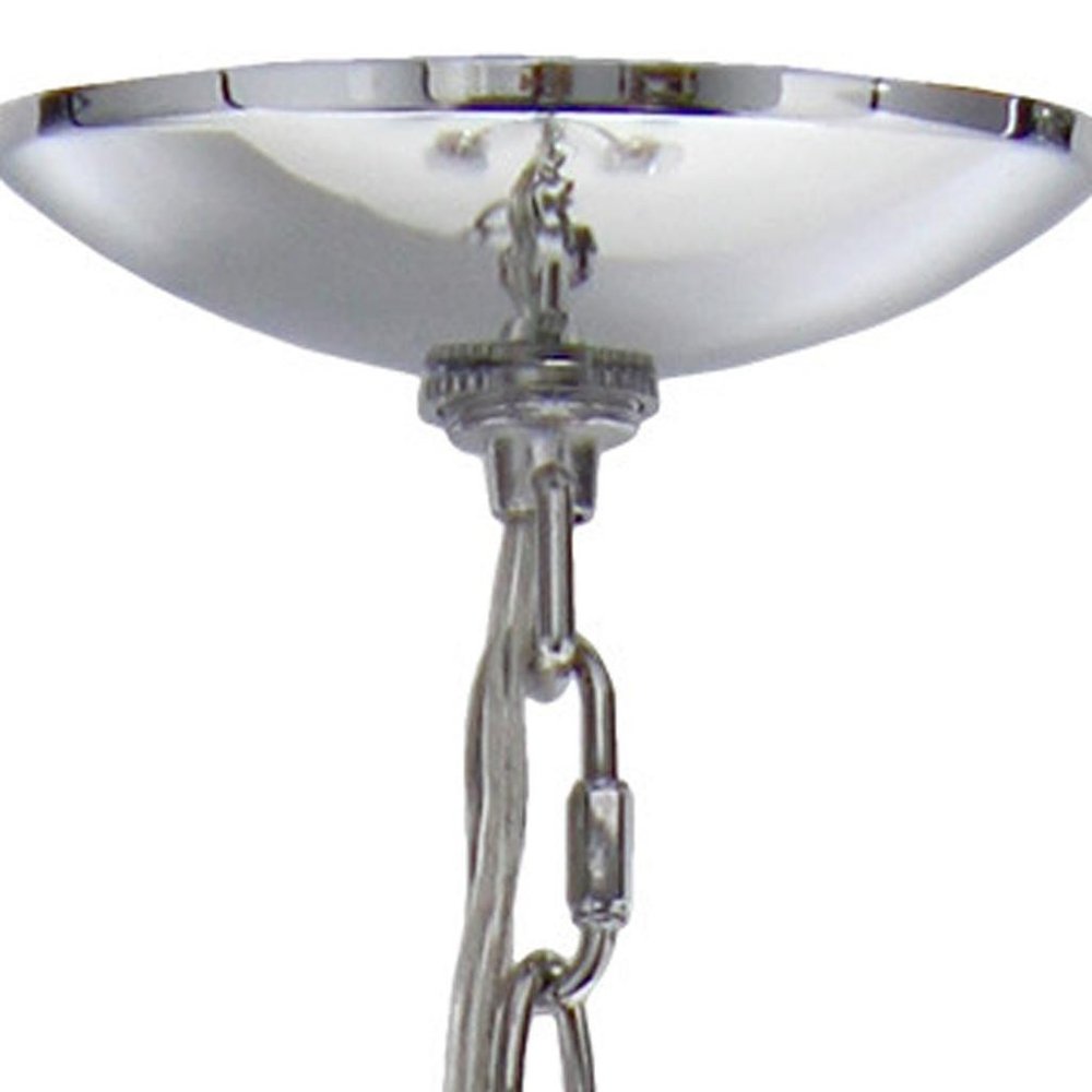 Silver And Clear Chandelier Five Light Iron Ceiling Light With Clear Shades