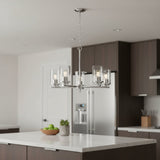 Silver And Clear Chandelier Five Light Iron Ceiling Light With Clear Shades