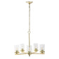Gold And Clear Chandelier Five Light Iron Ceiling Light With Clear Shades
