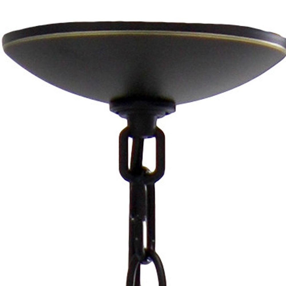 Bronze And Clear Chandelier Five Light Iron Ceiling Light With Clear Shades