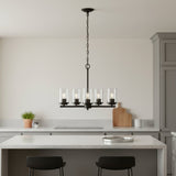 Bronze And Clear Chandelier Five Light Iron Ceiling Light With Clear Shades