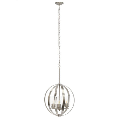 Nickel And Clear Sphere Three Light Iron Ceiling Light With Nickel And Clear Shades