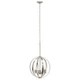Nickel And Clear Sphere Three Light Iron Ceiling Light With Nickel And Clear Shades