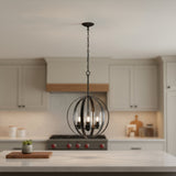 Bronze And Clear Sphere Three Light Iron Ceiling Light With Clear Shades