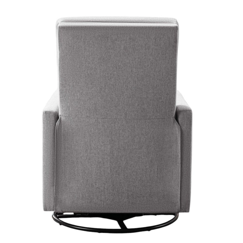 26" Gray Tufted Linen Gliding Swivel Manual Rocker Recliner