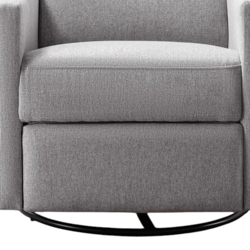 26" Gray Tufted Linen Gliding Swivel Manual Rocker Recliner