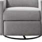 26" Gray Tufted Linen Gliding Swivel Manual Rocker Recliner