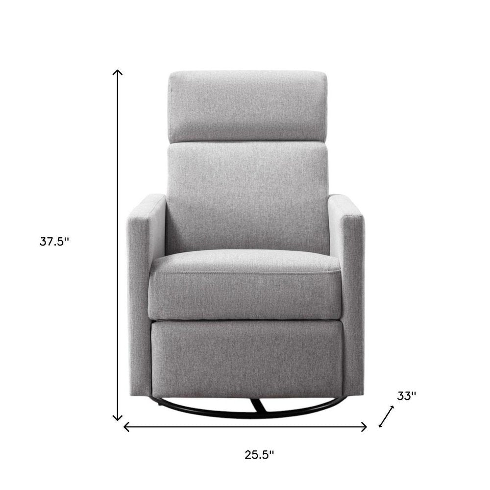 26" Gray Tufted Linen Gliding Swivel Manual Rocker Recliner