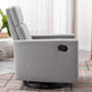 26" Gray Tufted Linen Gliding Swivel Manual Rocker Recliner